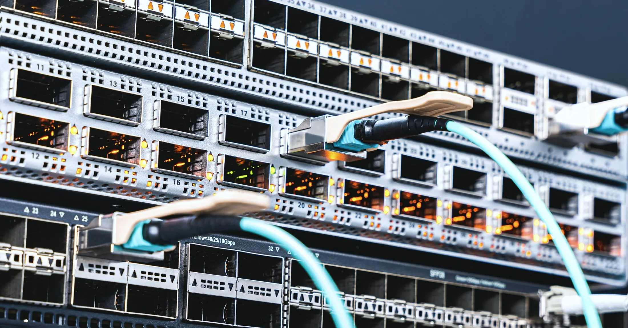 Network switch with fibre optics connected